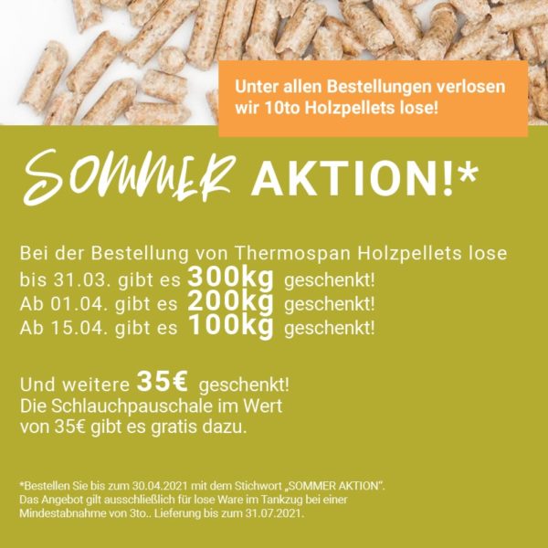 Thermospan Holzpellets Sommeraktion 2021
